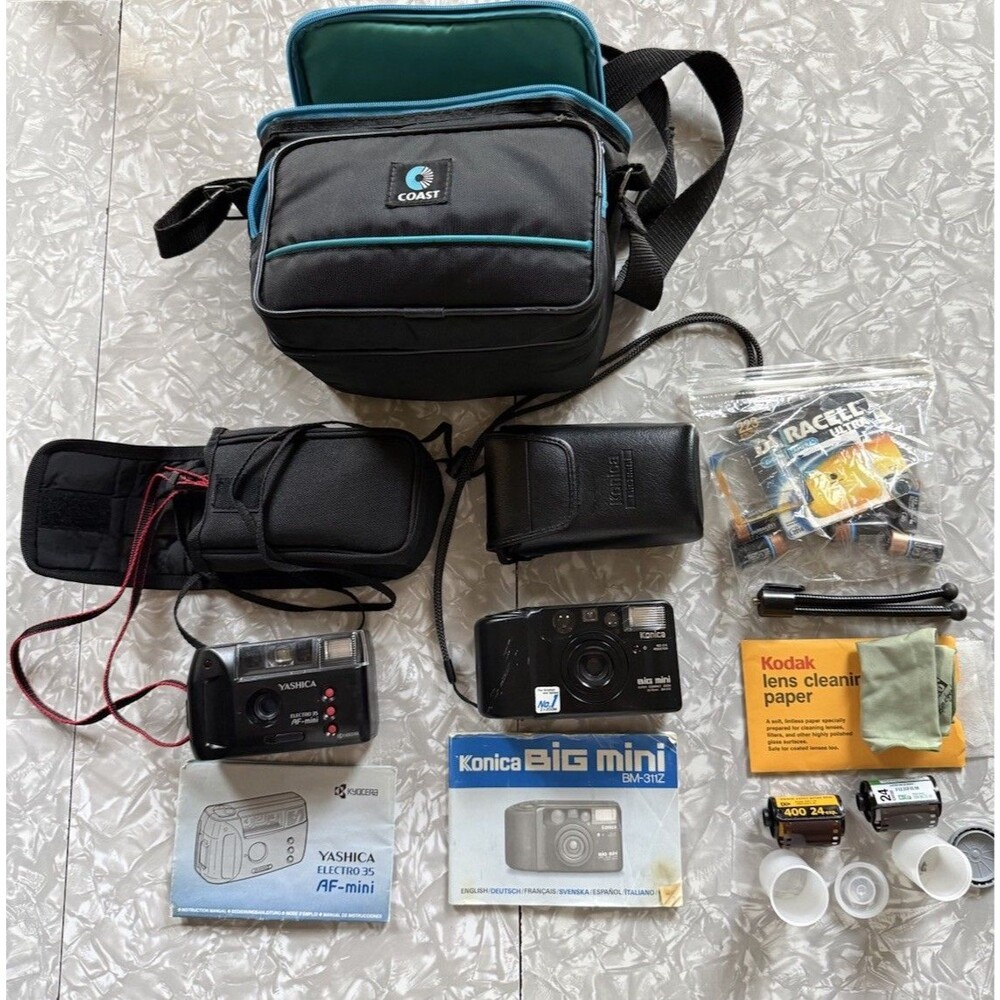 Yashica Electro 35 AF-mini & Konica Big Mini BM-311Z 35mm Camera Lot Black